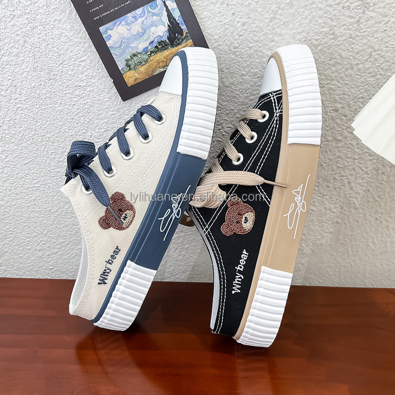 2025 spring fashion low top shallow mouth canvas shoes for women without heels, half back shoes, trendy