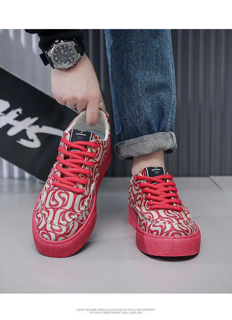 Unisex Explosion Printed Embroidery Board Shoes 2025